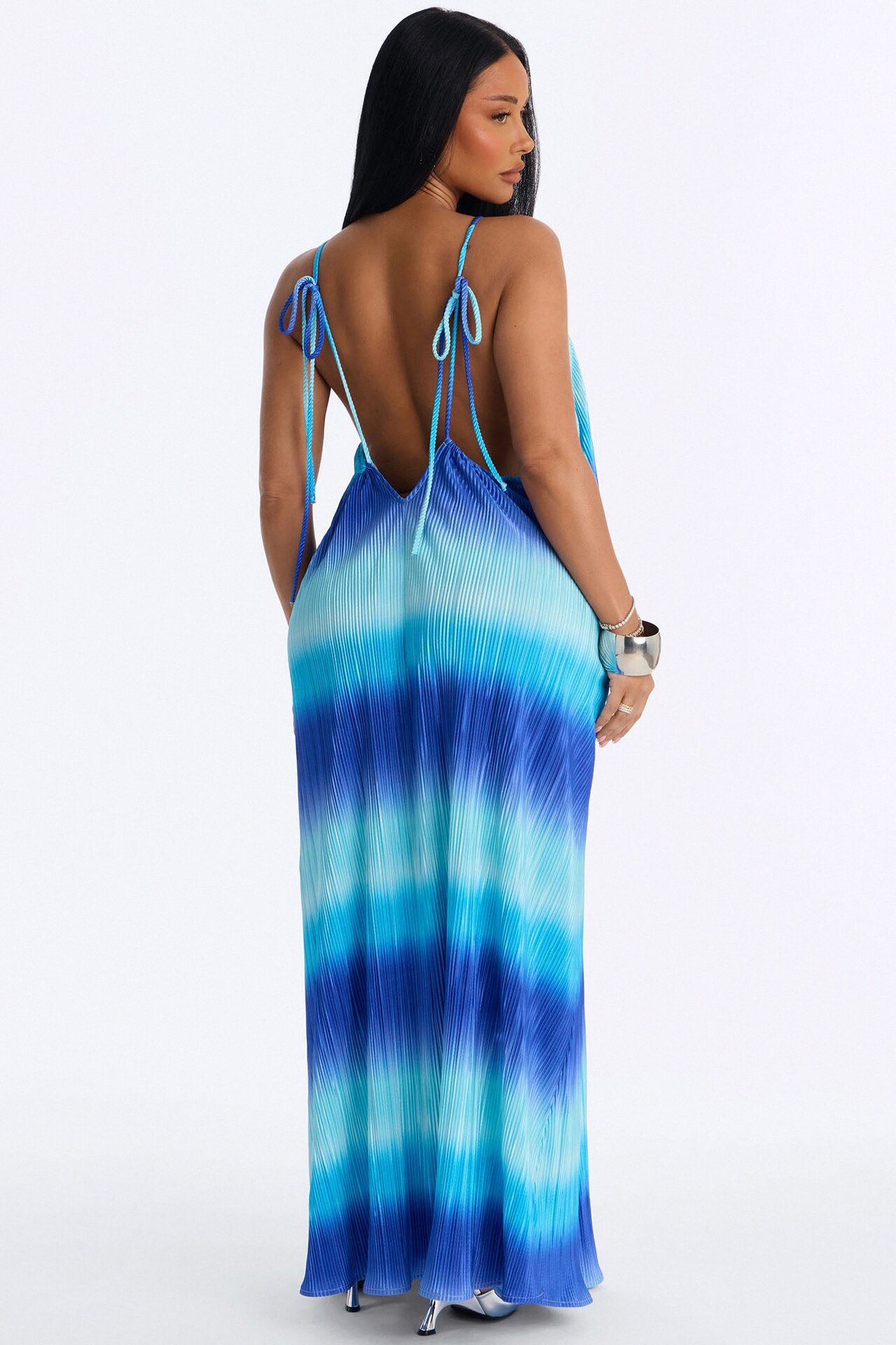 Summer Bliss Plisse Maxi Dress - Blue/combo