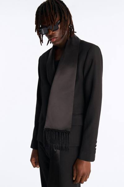 Versailles Luxe Satin Scarf Blazer - Black