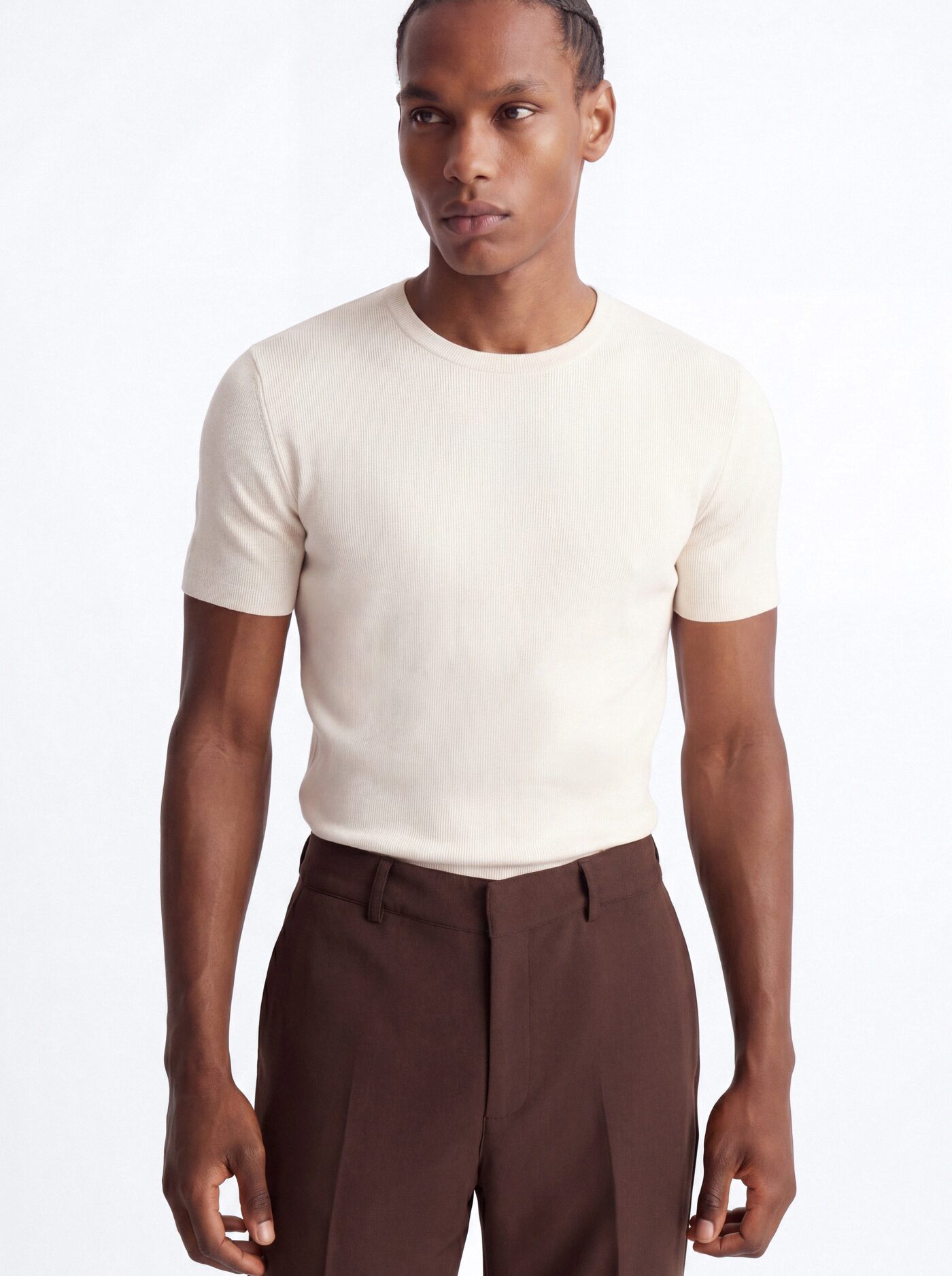 Modern Essential Relaxed Straight Hybrid Waist Trouser - Chocolate
