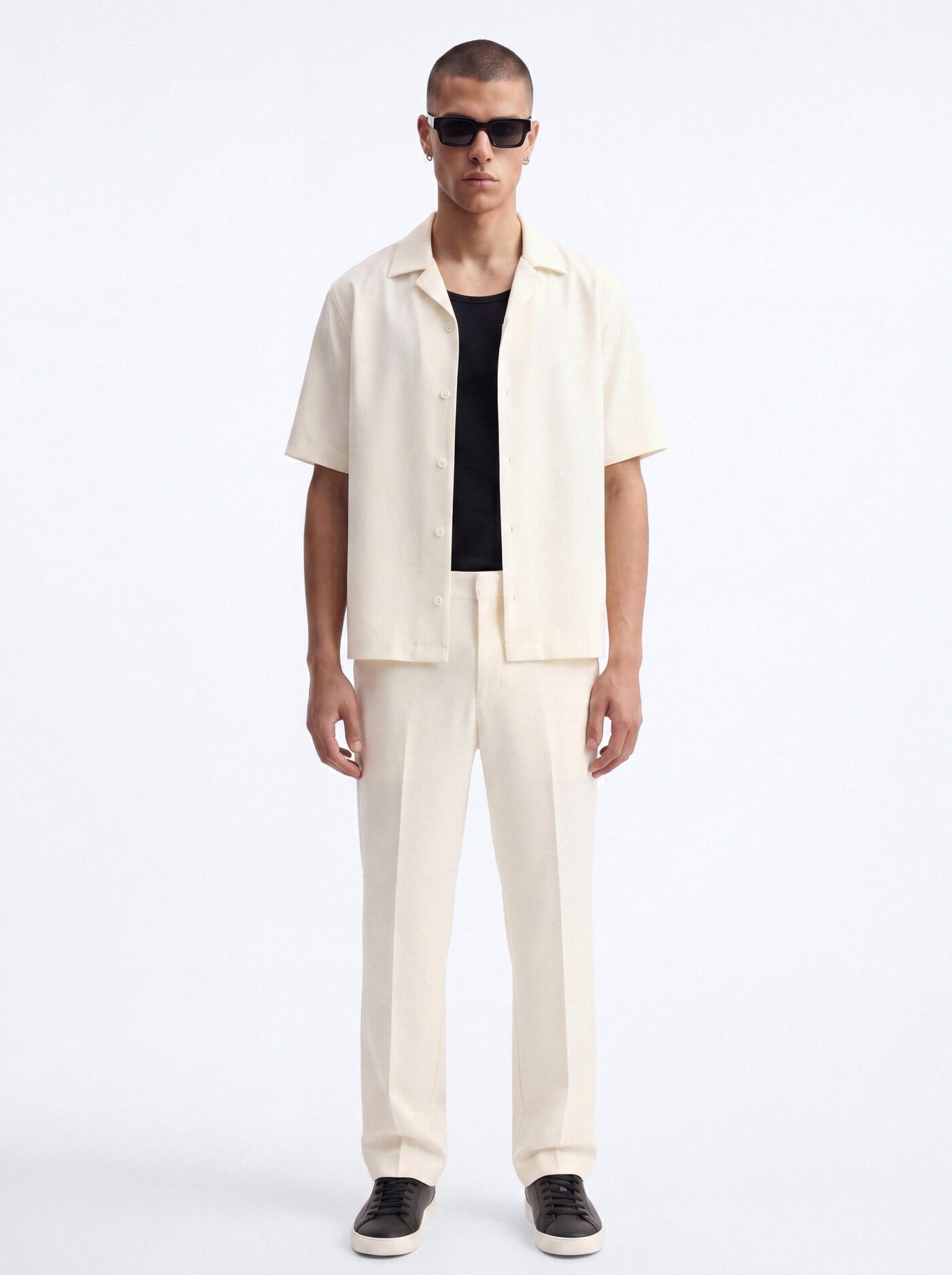 Modern Essential Sleeve Cuban Collar Button Down - Off White