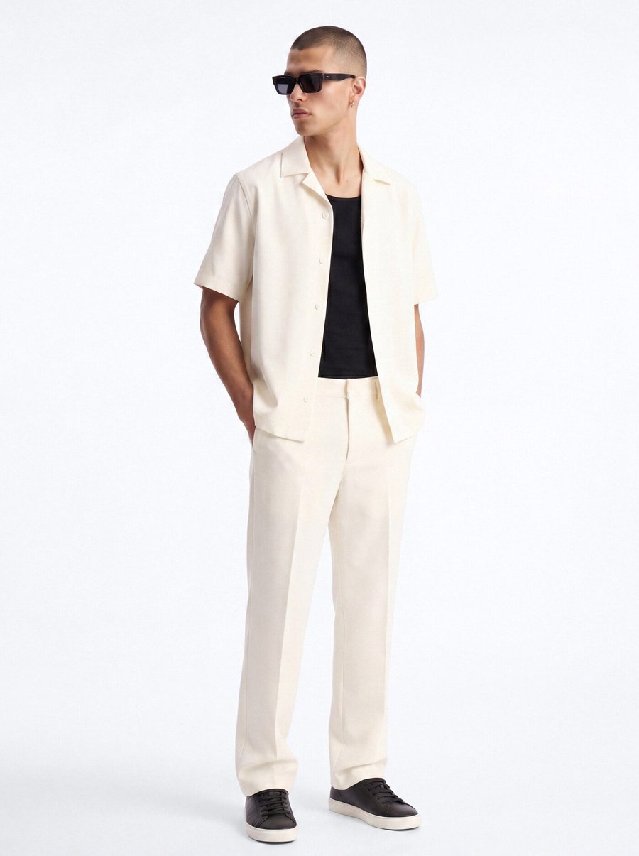 Modern Essential Relaxed Straight Hybrid Waist Trouser - White