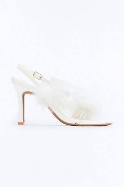 Marilyn Fur Trim Slingback Heels - White
