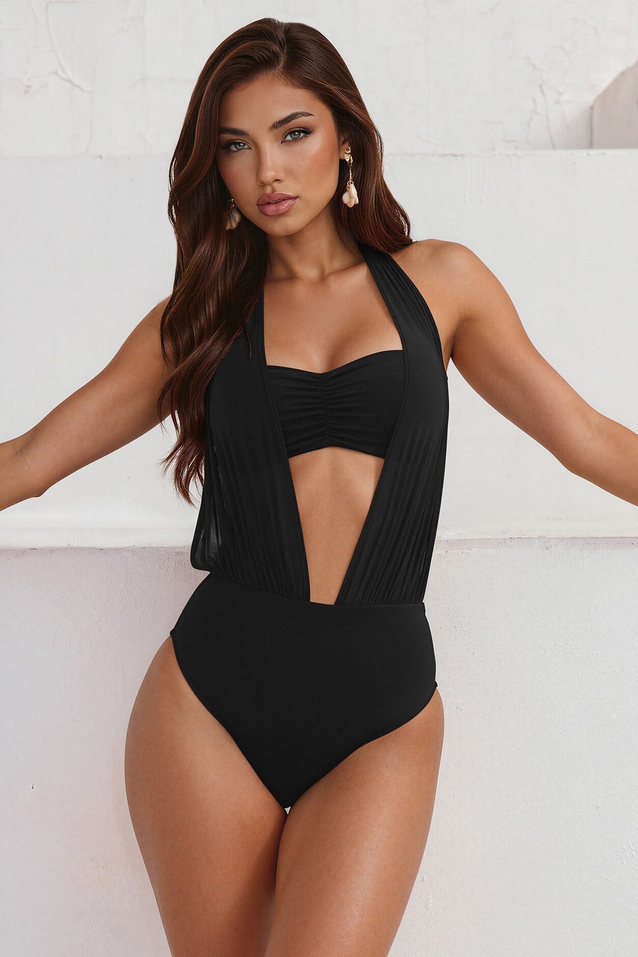 All You've Ever Wanted 1 Piece Mesh Bandeau Swimsuit - Black