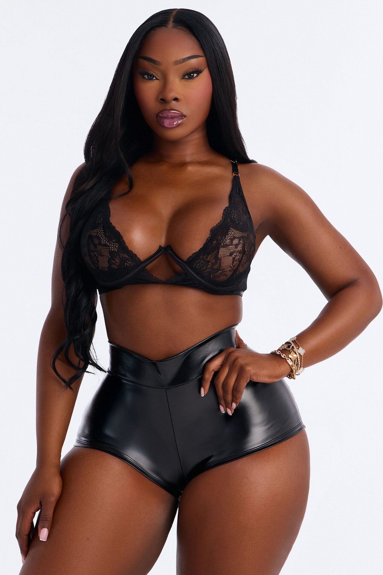 The Right Vibe Metallic Hot Shorts - Black