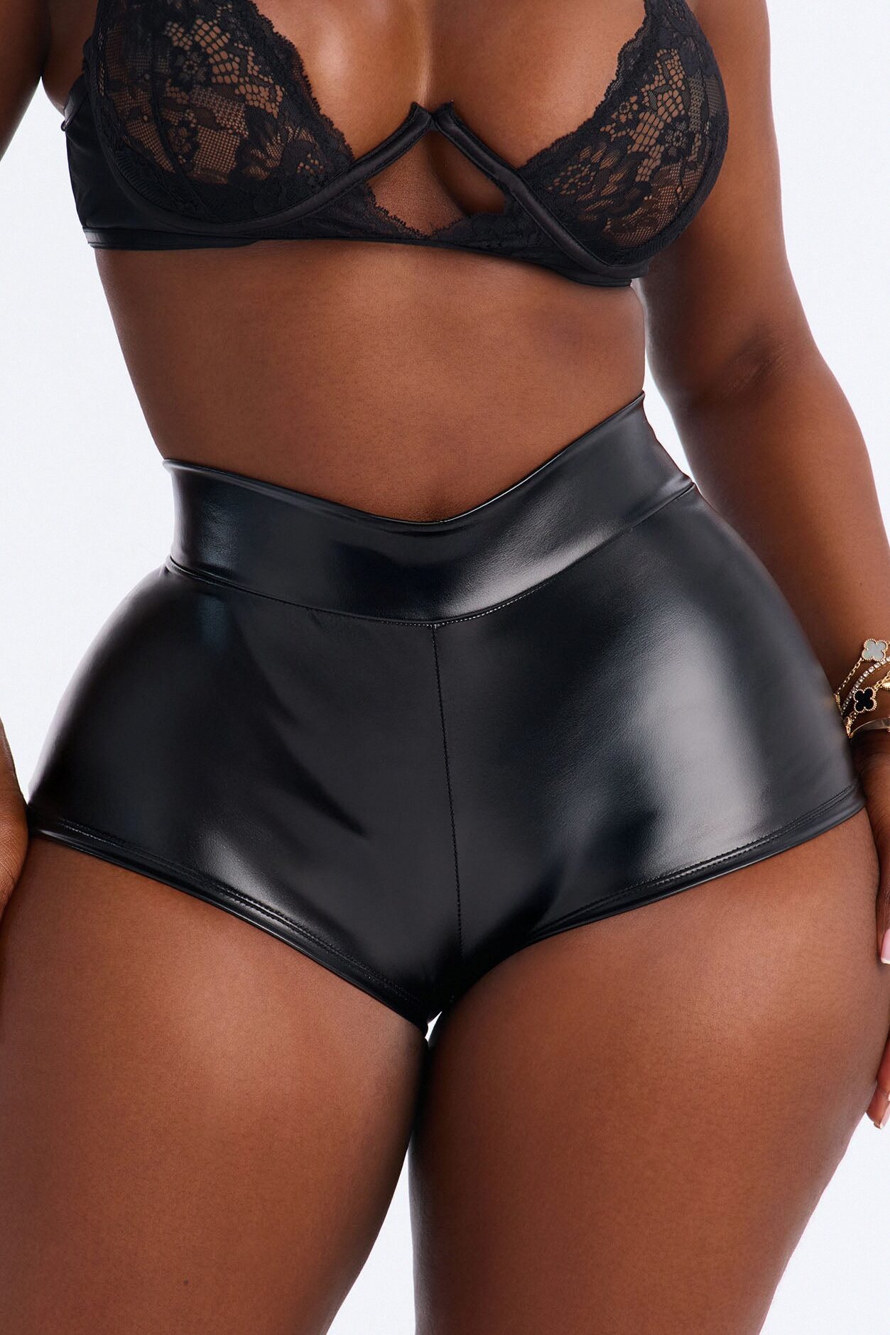 The Right Vibe Metallic Hot Shorts - Black