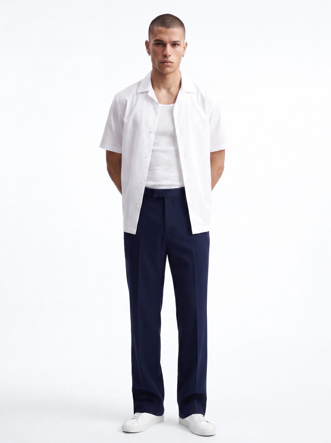 Modern Essential Relaxed Straight Hybrid Waist Trouser - Navy