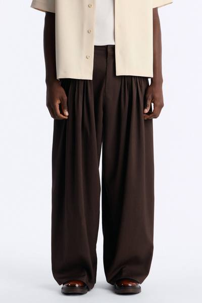 Baggy Tuxedo Pleated Trouser - Brown