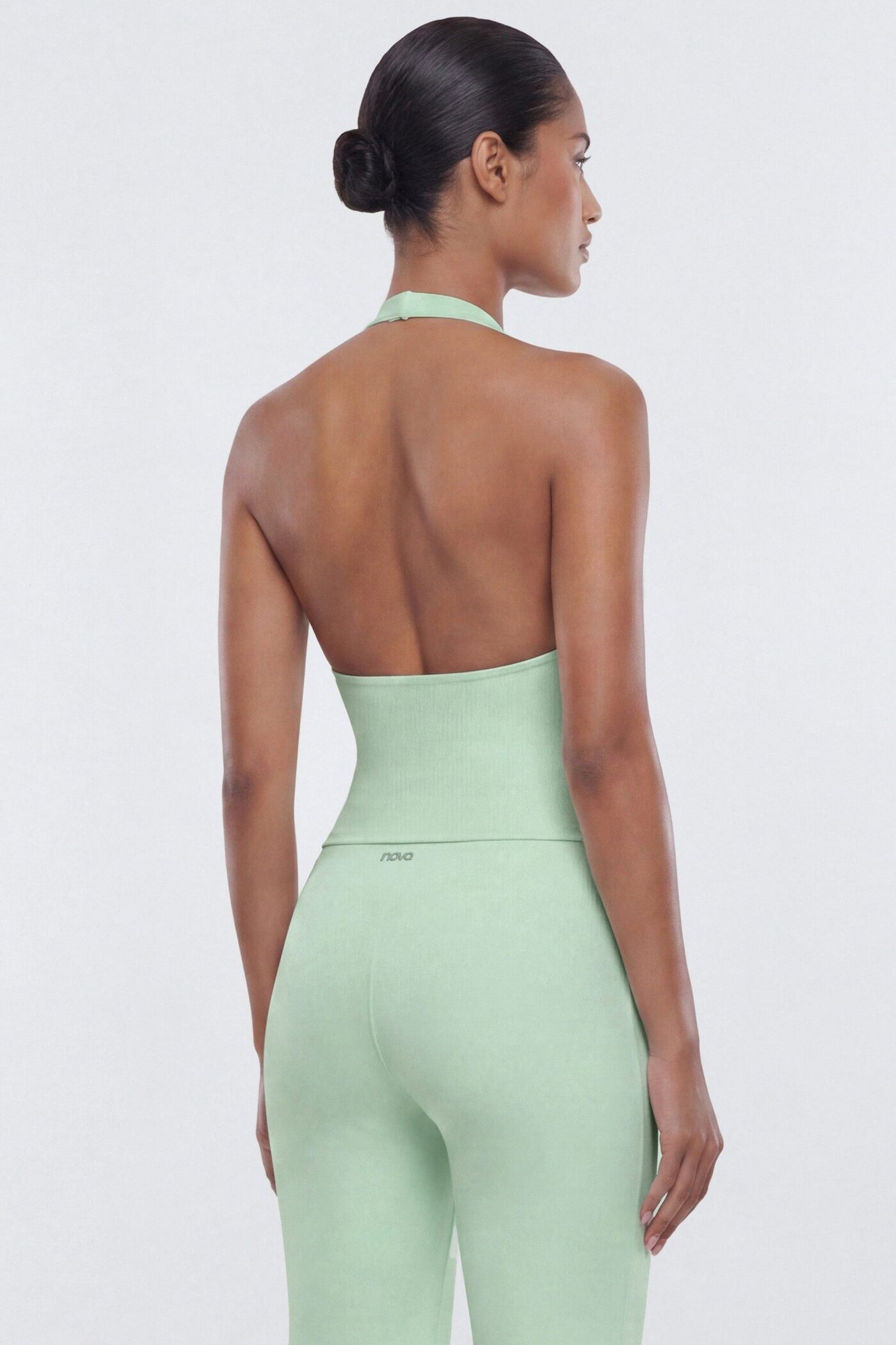 ProStretch™ V Neck Sports Halter Top - Cool Mint