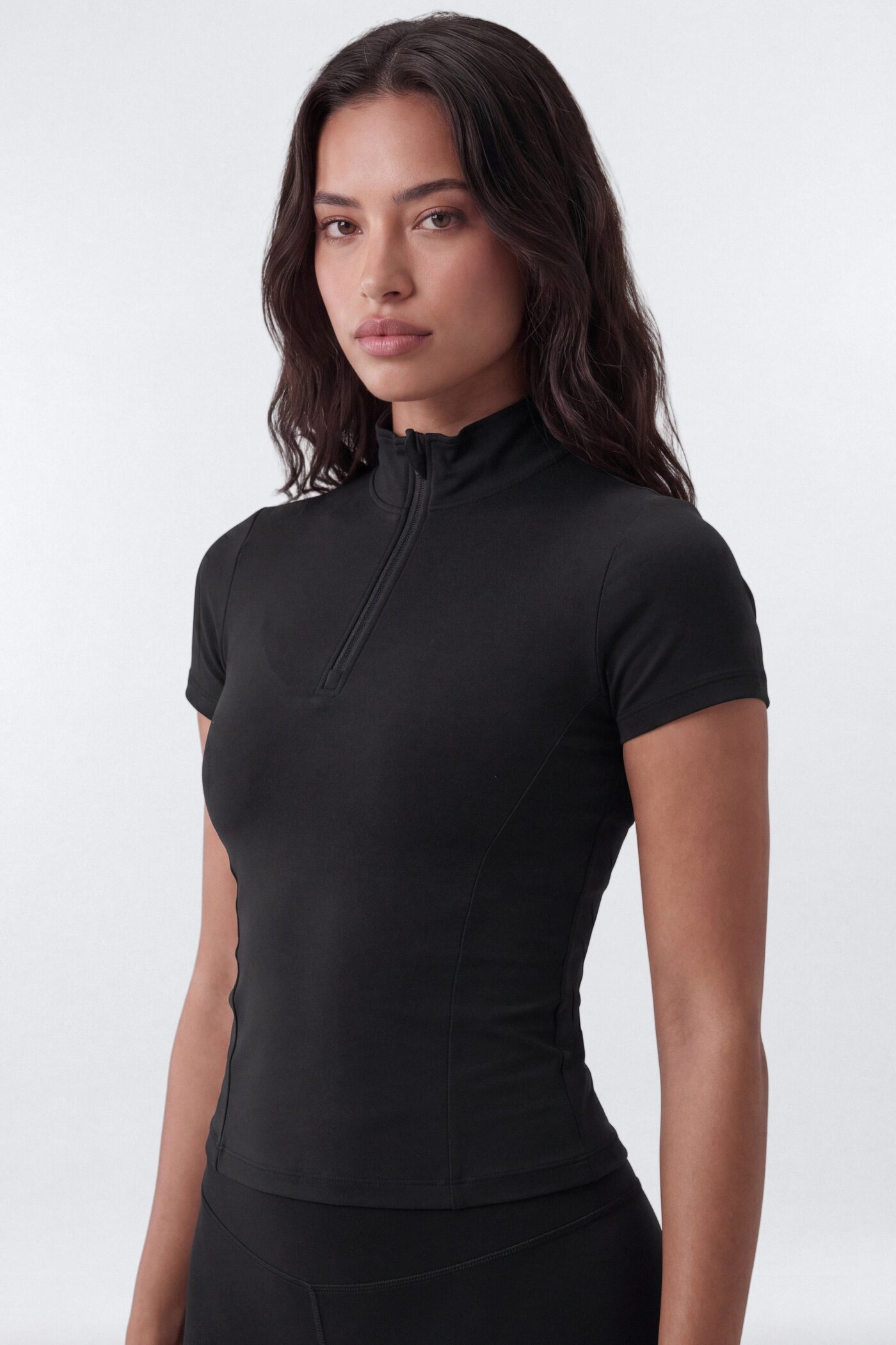 ProStretch™ Short Sleeve Quarter Zip Top - Black