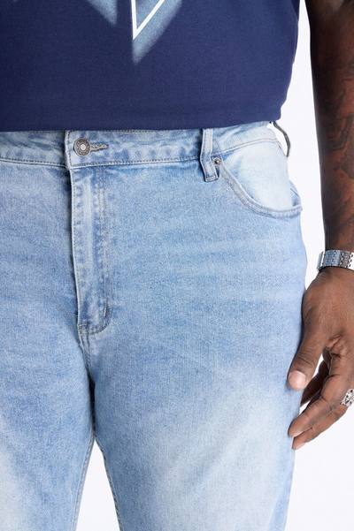 Upstanding Slit Stacked Skinny Flare Jean - Light Blue Wash