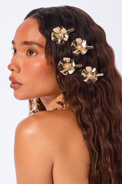 Bring Me Flowers 4 Piece Hair Clip Set - Gold