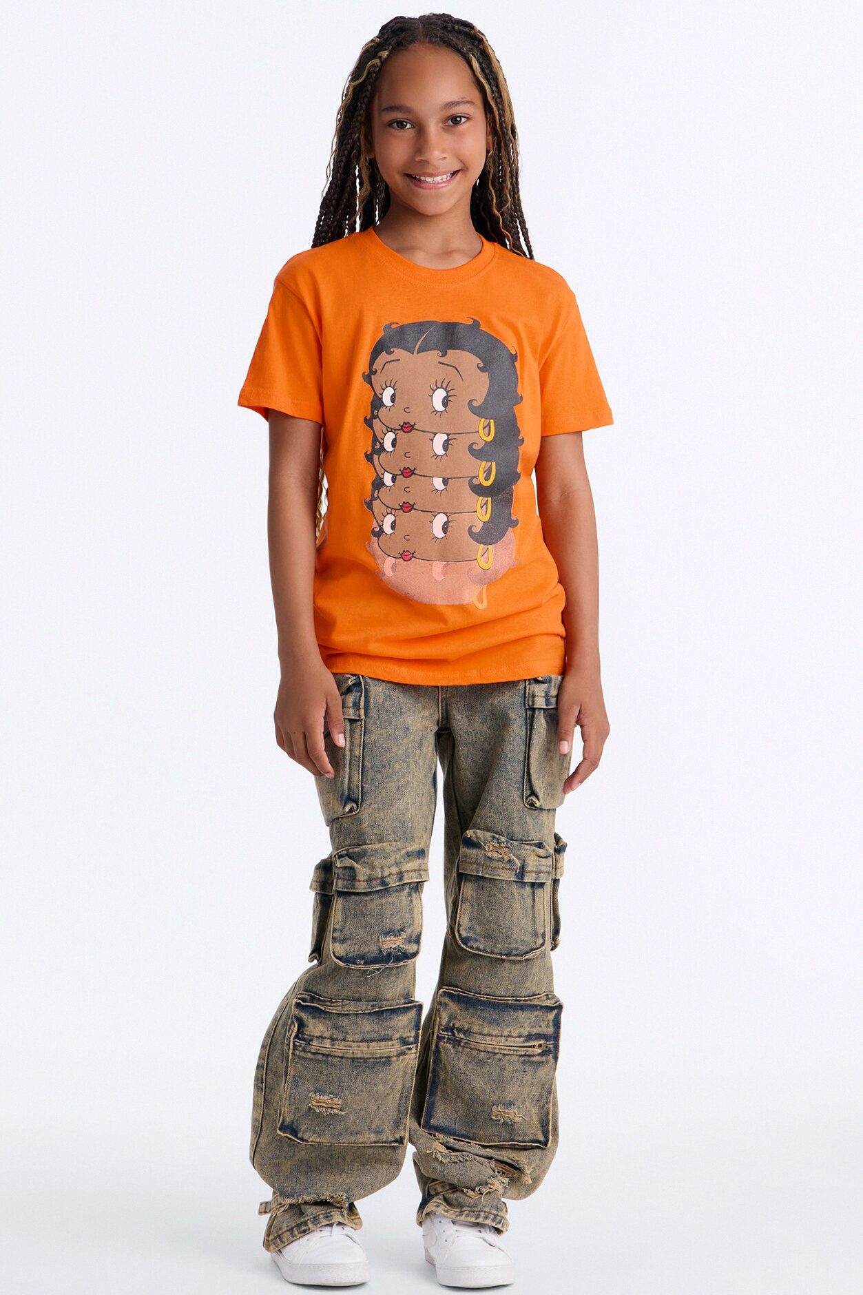 Mini Betty Boop On Repeat Short Sleeve Tee - Orange