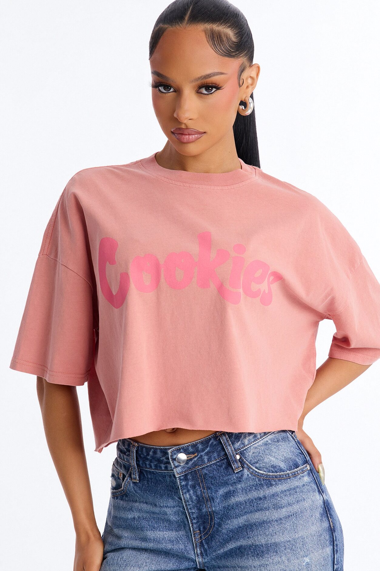 Cookies Cropped Girly Tee - Pink