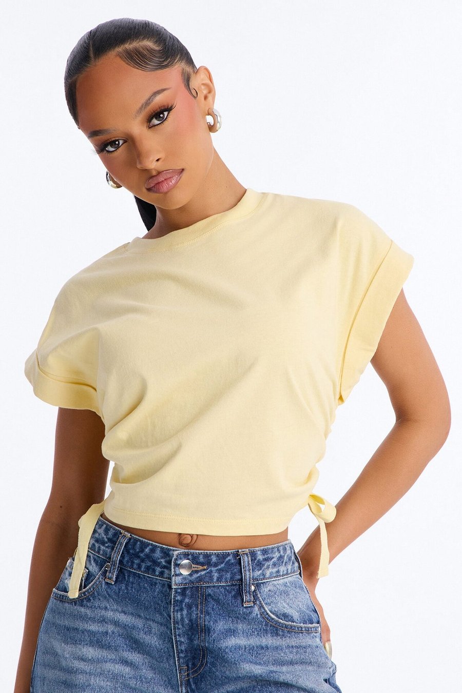 Take A Break Crew Neck Baby Tee - Yellow