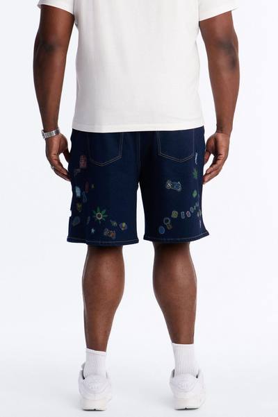 Relaxed Sticker Denim Short - Dark Wash