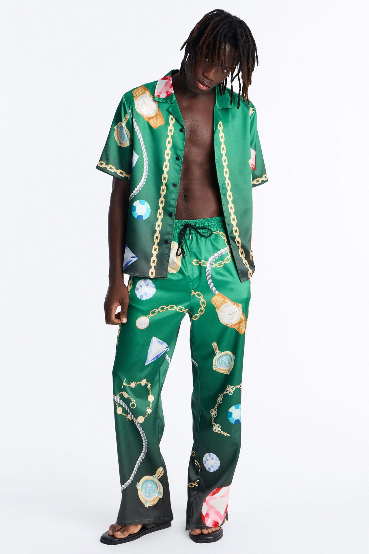 Baggy Imperial Luxe Jewel Printed Pant - Green/combo