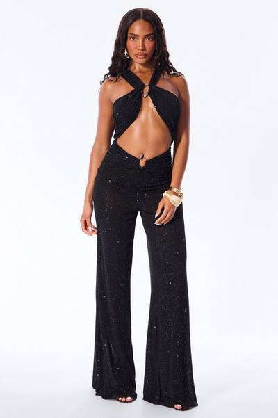 Dazzle Metallic Knit Jumpsuit - Black