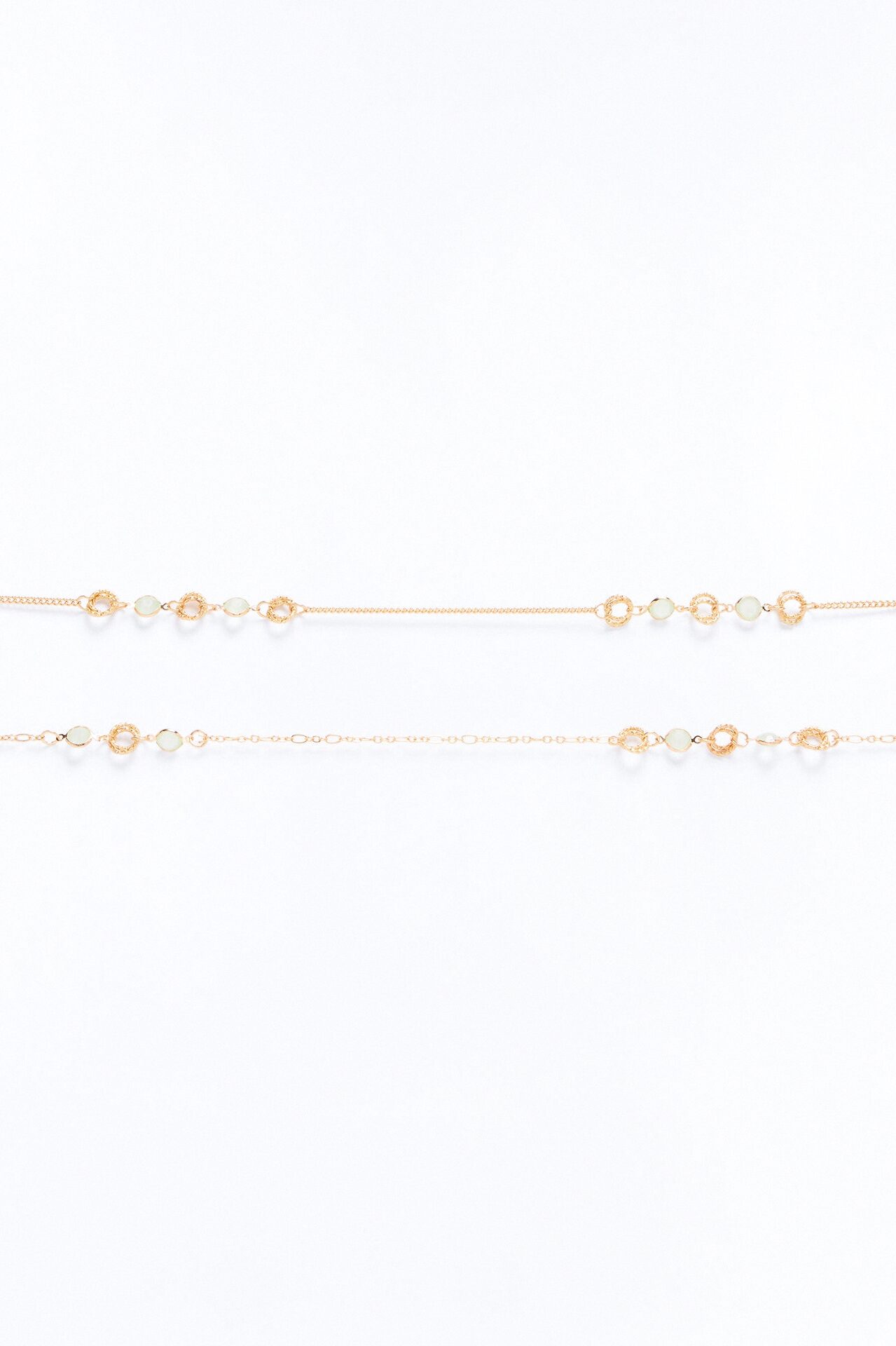 Morning Flowers Jeweled Chain Belt - Gold/Blue