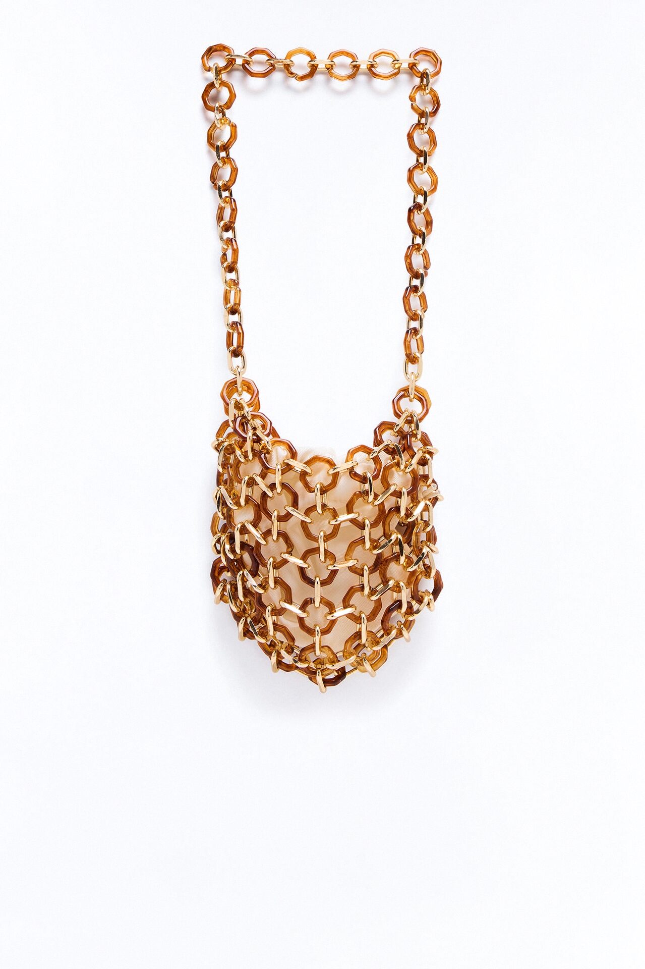 Catch Of The Night Chain Link Shoulder Bag - Brown