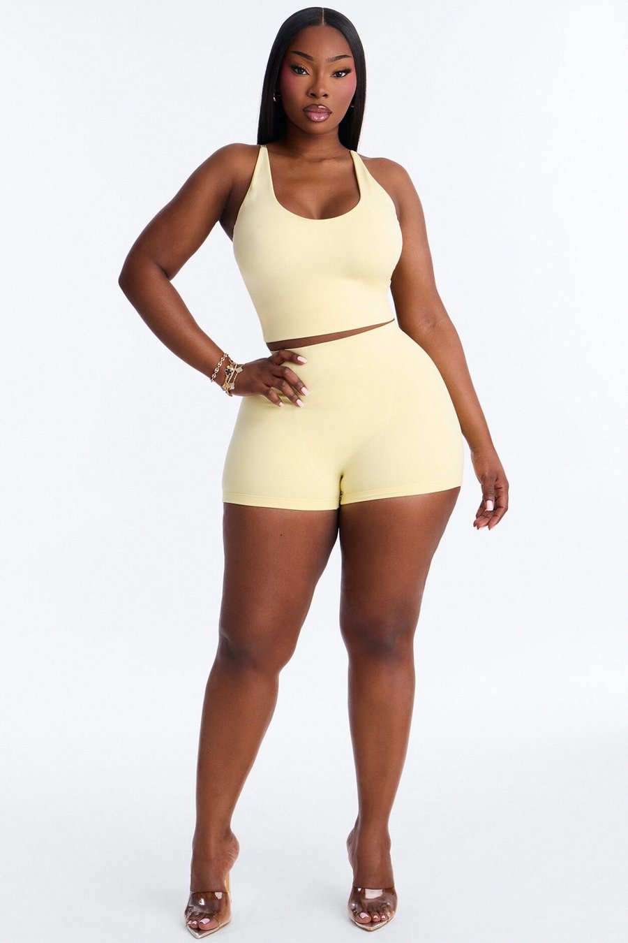 Seamless Smooth Double Lined Micro Hot Short - Yellow