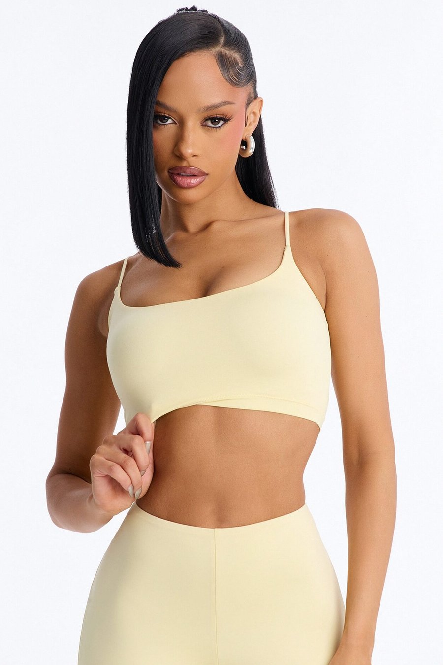 Seamless Smooth Base Layer Double Lined Cami Crop Top - Yellow
