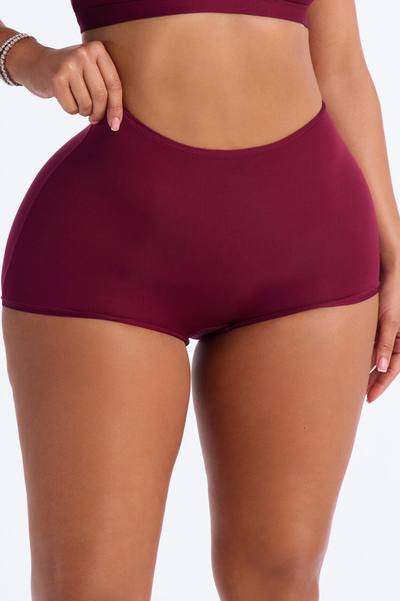 Light As A Feather Microfiber Boyshort Panty - Wine