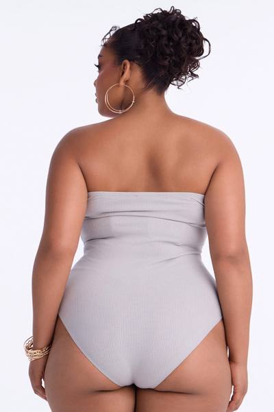 Demi Double Lined Tube Bodysuit - Grey