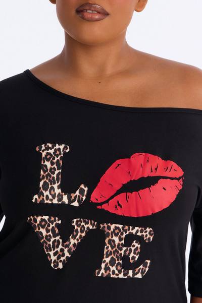 Love My Sleep Off Shoulder Sleep Shirt - Black