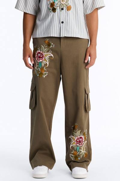 Baggy Bloomfall Paisley Cargo Pant - Olive/combo