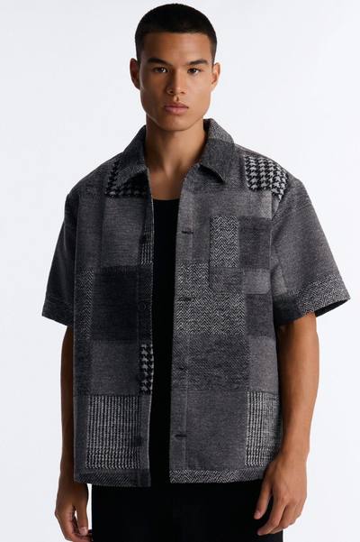 They're Satisfied Patch Relaxed Button Up Shirt - Grey