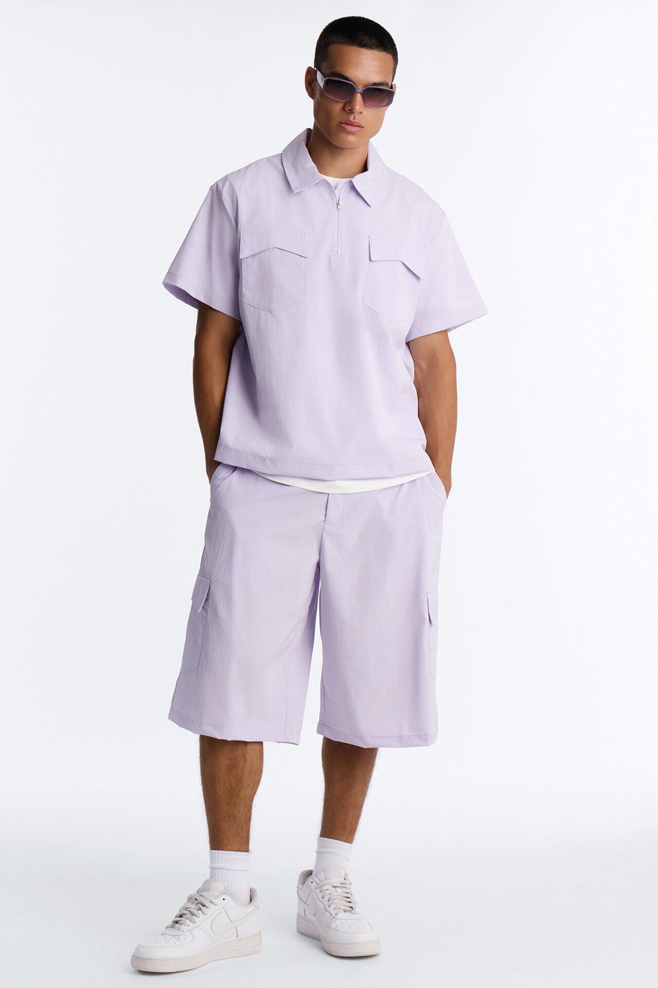 Gable Pocket Quarter Zip Polo - Purple