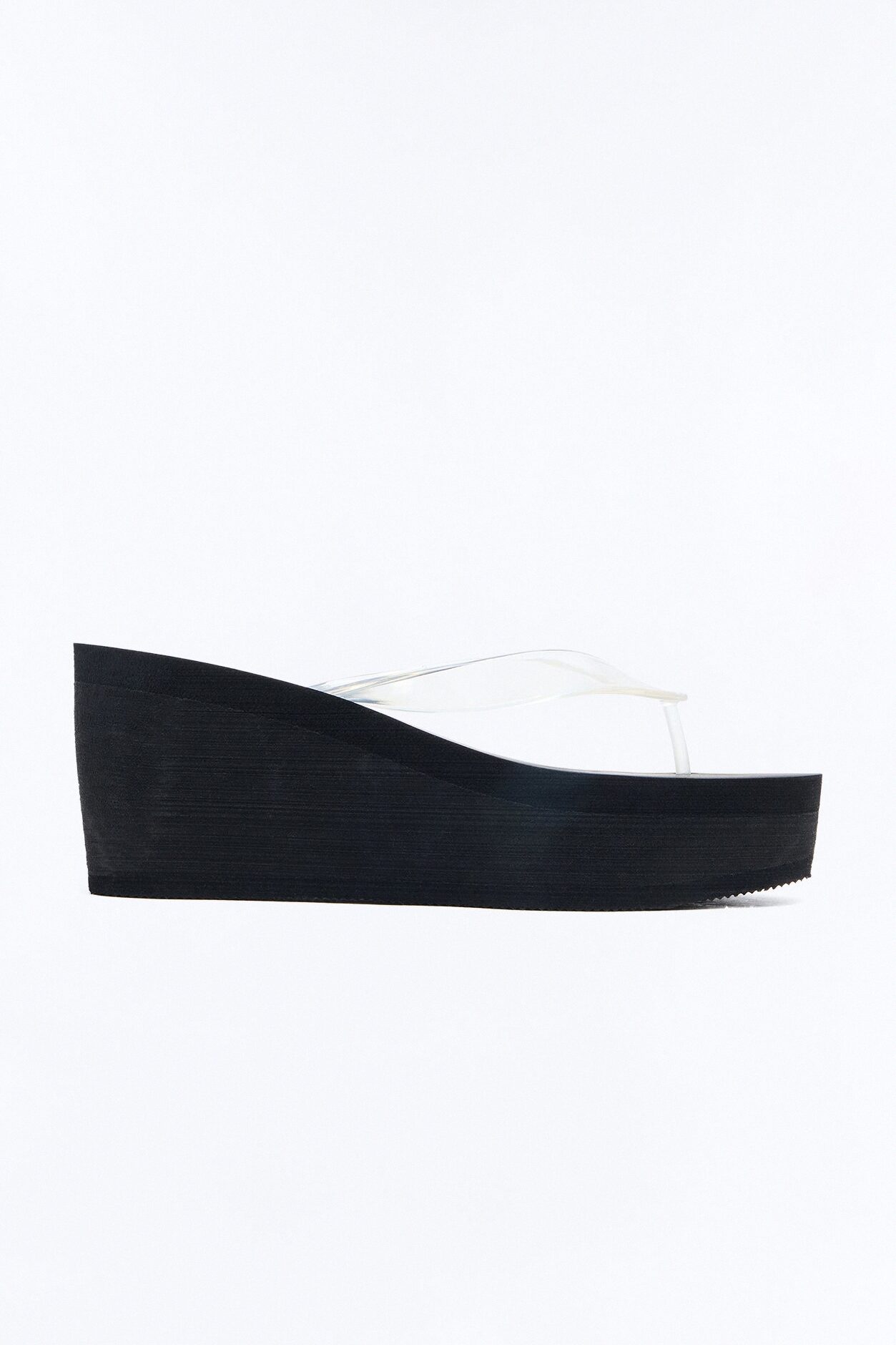 Too Easy Babe Thong Wedges - Clear/Black