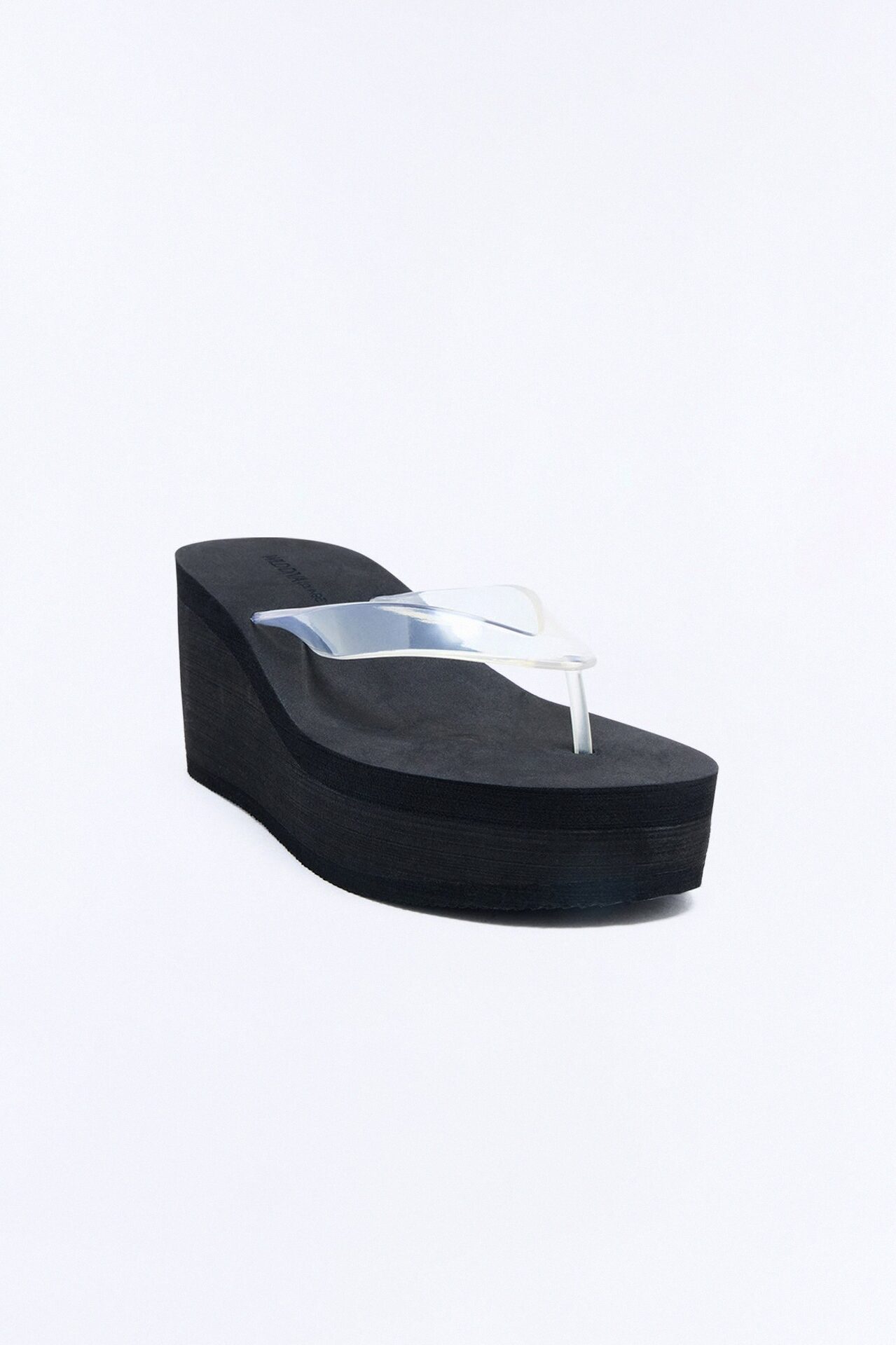 Too Easy Babe Thong Wedges - Clear/Black