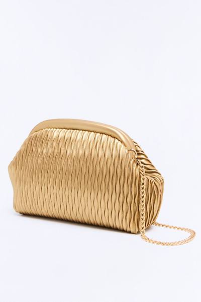 Waves Of The Ocean Faux Leather Clutch - Gold