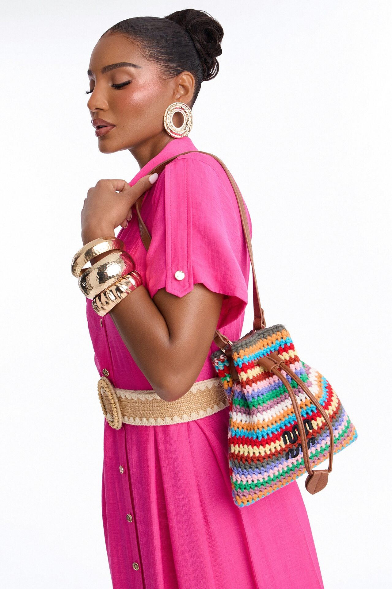 Mind Games Crochet Shoulder Bag - Multi Color