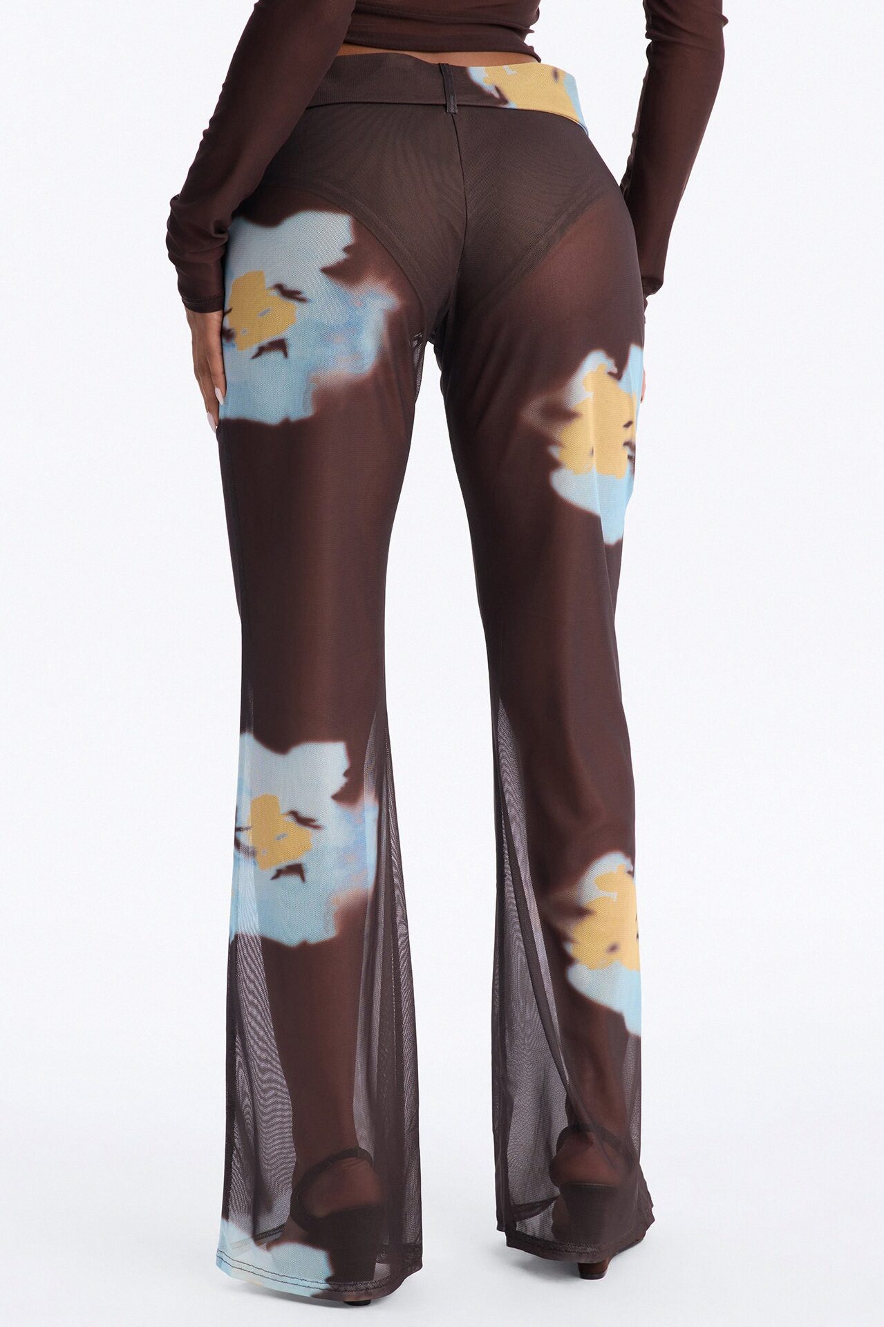 Valerie Low Rise Mesh Belted Pant - Brown/combo