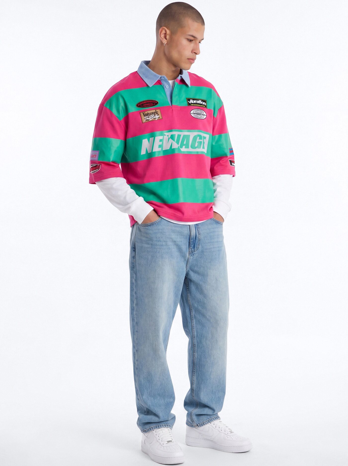 Relaxed New Age Polo - Green/combo