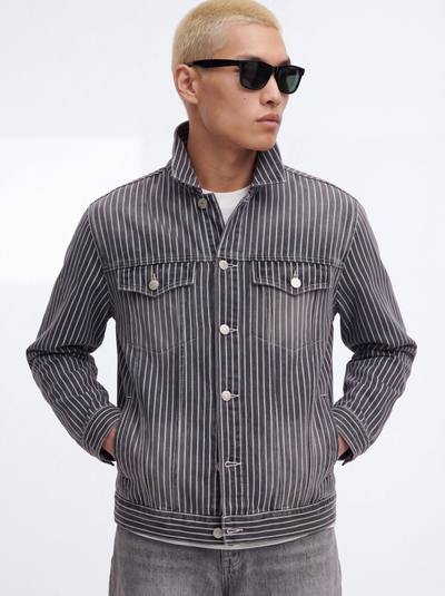 Striped Brooklyn Denim Trucker Jacket - Grey