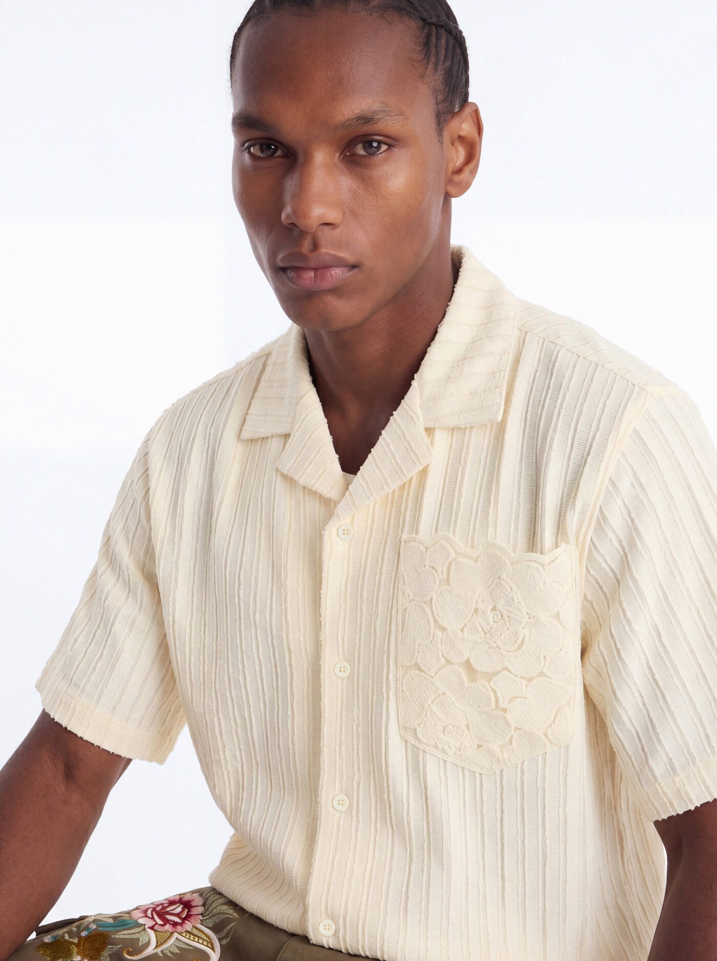 Sunday Social Cuban Collar Button Up Shirt - Cream