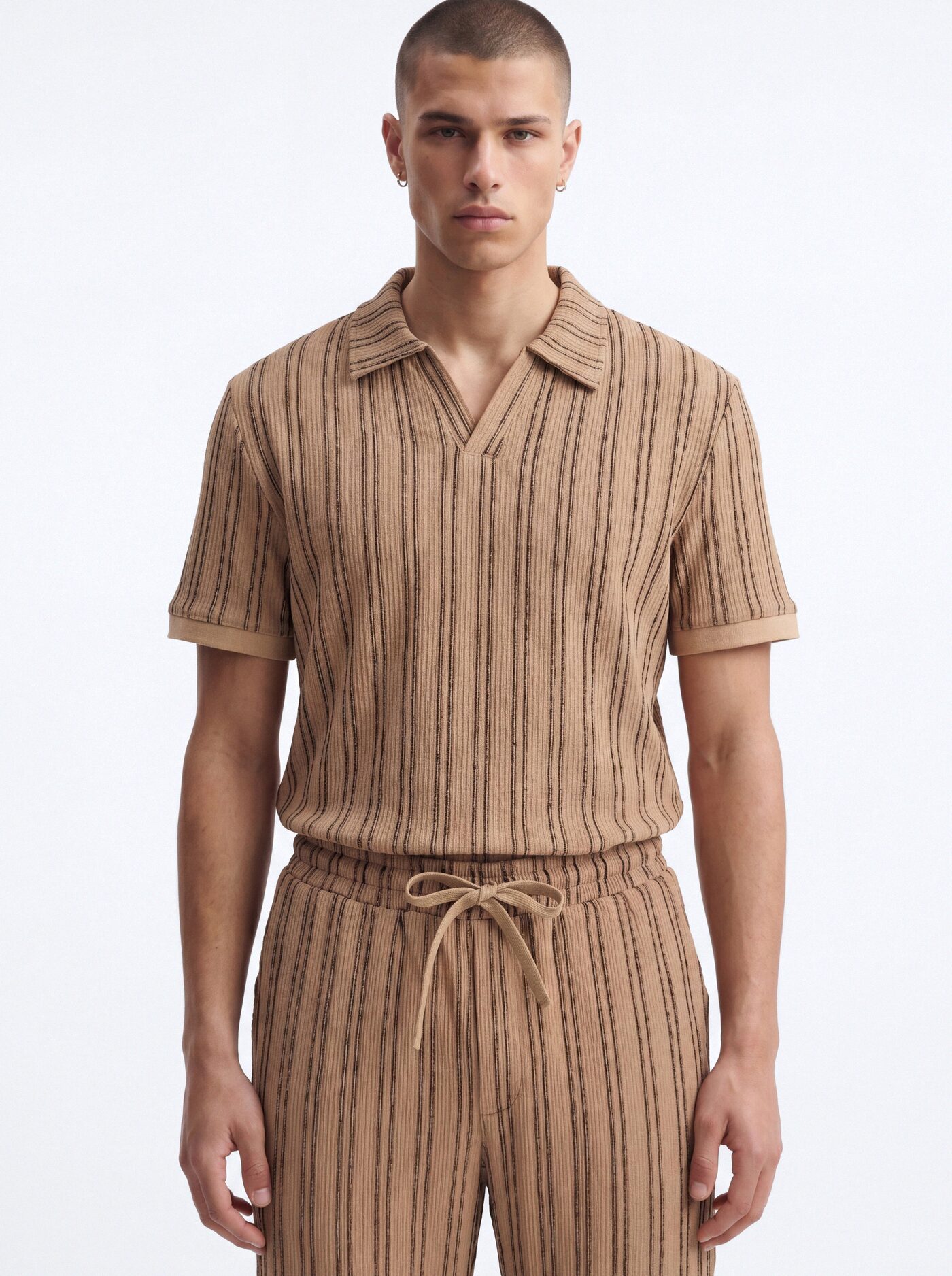 Etched Stripe Relaxed Pant - LightBrown