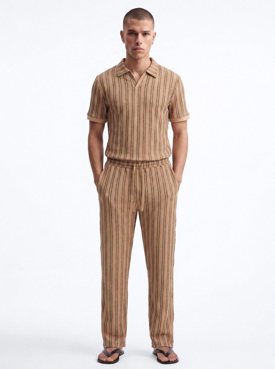 Etched Stripe Relaxed Pant - Brown