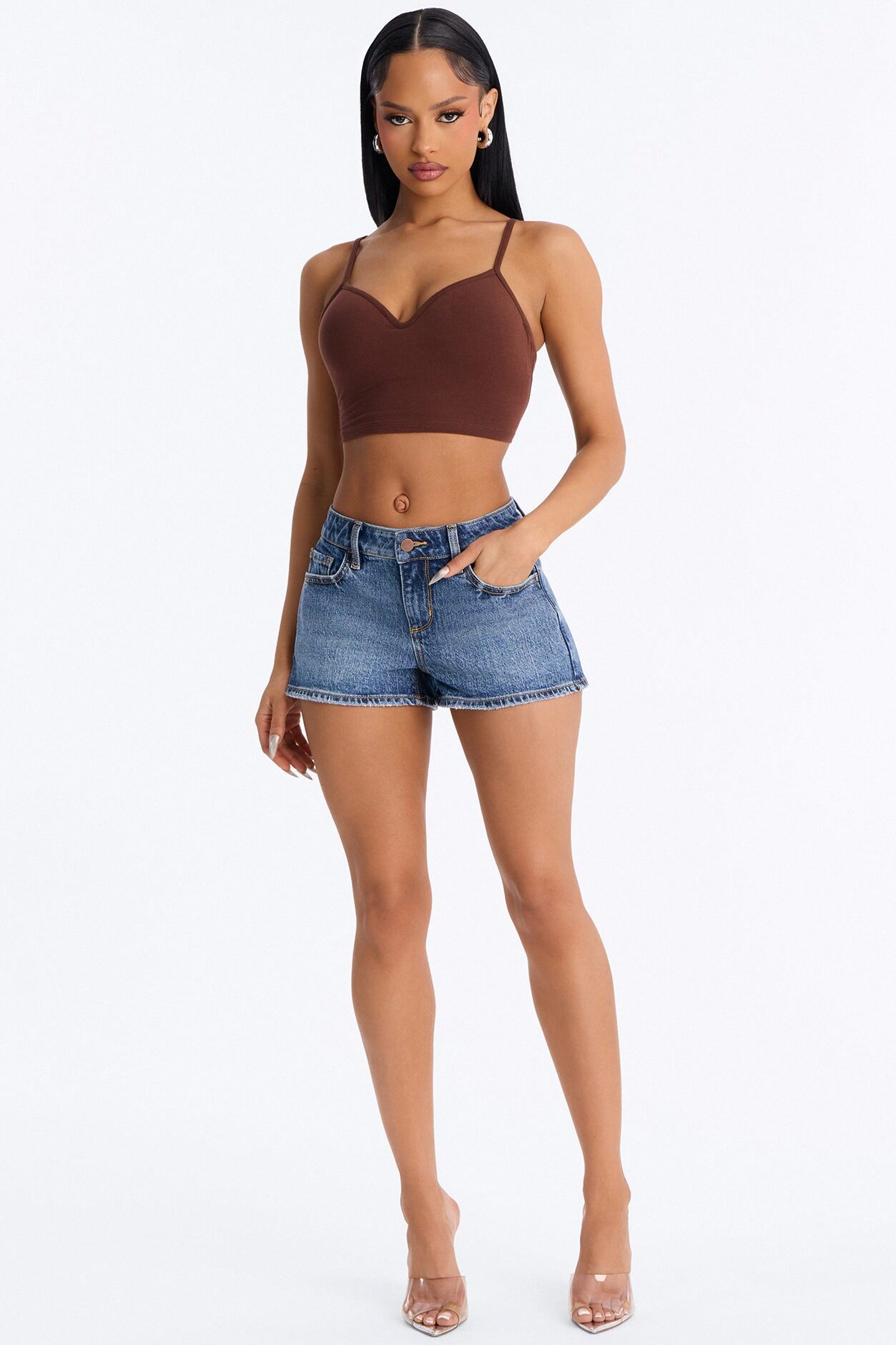 Newport Low Rise Stretch Denim Shorts - Dark Wash