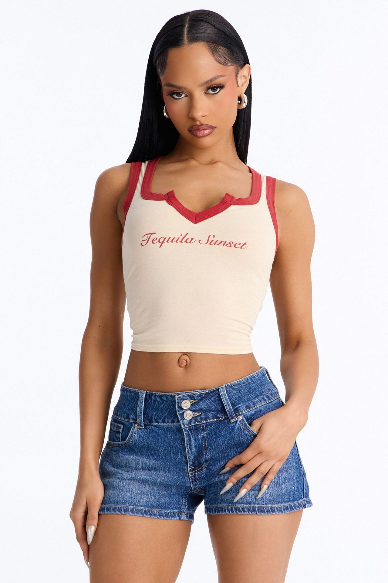 Tequila Sunset Contrast Tank Top - Butter Yellow