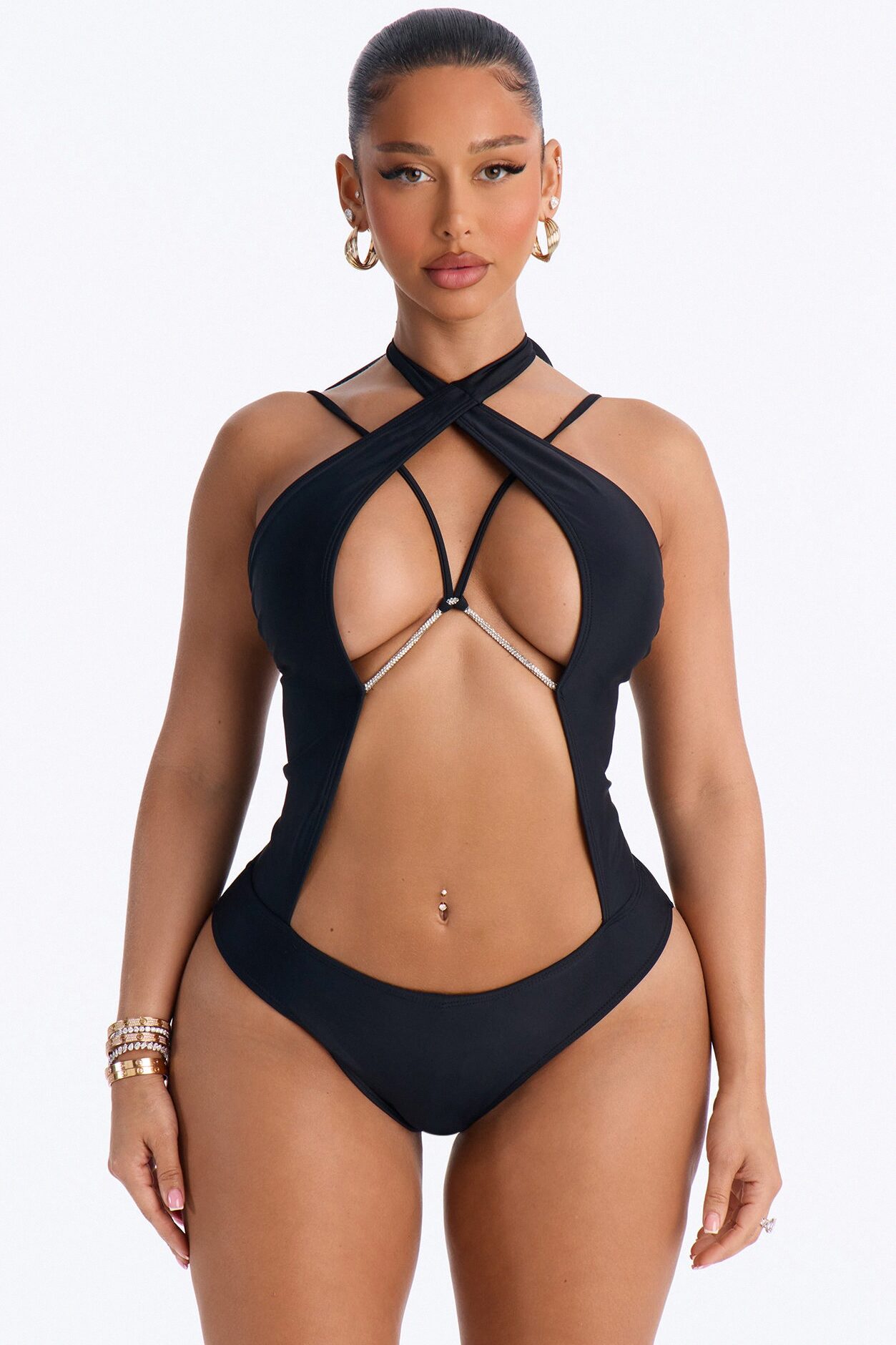 Lennox Strappy 1 Piece Cut Out Swimsuit - Black