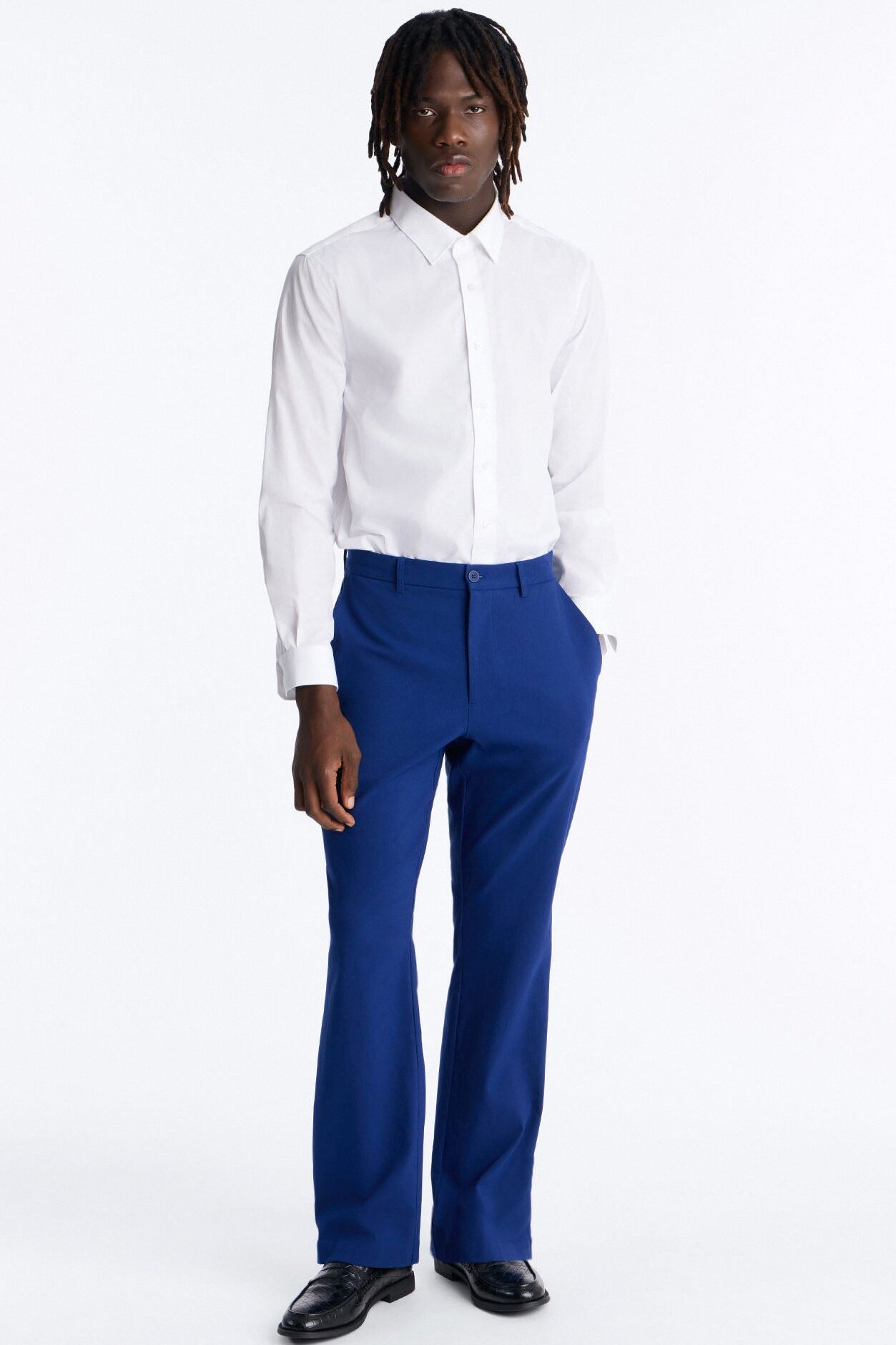 Slim Modern Gabardine Slit Flared Trouser - Midnight Navy