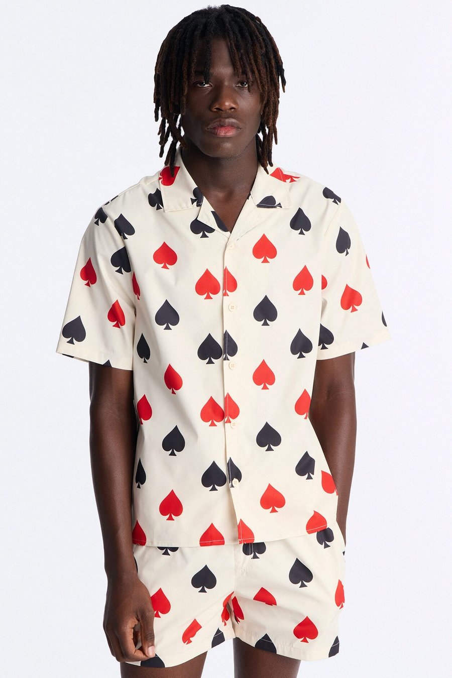 Relaxed Royal Spade Button Up Shirt - White/combo