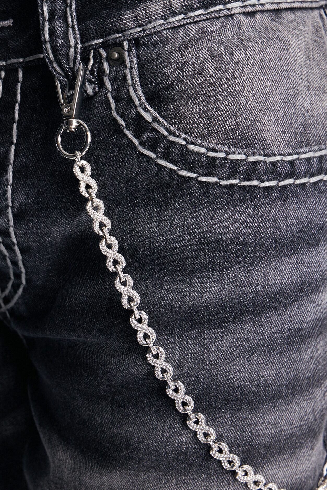 Boundless Rhinestone Infinity Pant Chain - Silver