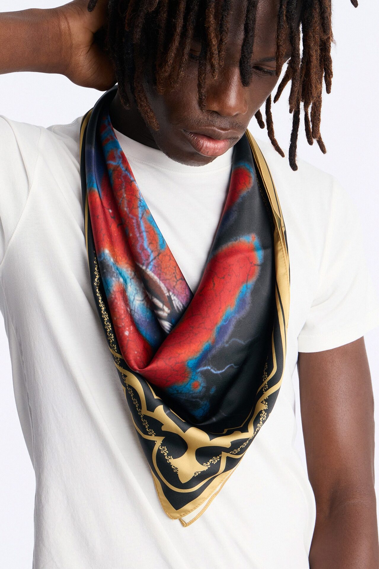 Thunderous Bite Large Satin Bandana - Black