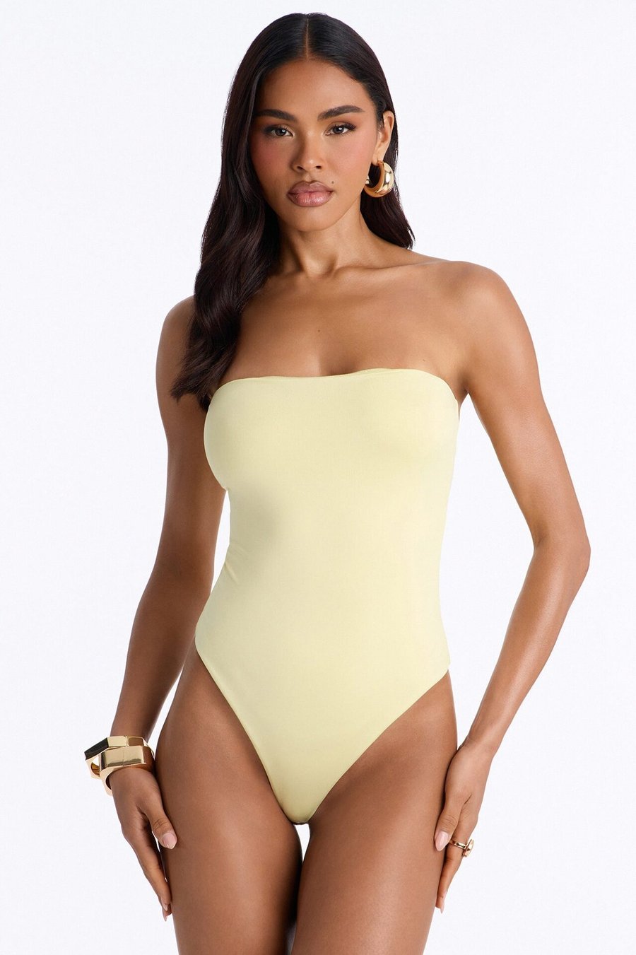 Contour Double Lined Strapless Bodysuit - Yellow