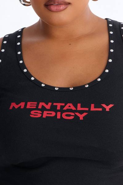 Mentally Spicey Studded Tank - Black